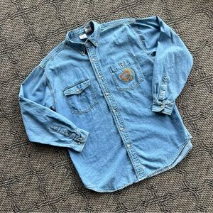 Vintage 90s Disney The Lion‎ King Denim Button Up Shirt Size Medium
